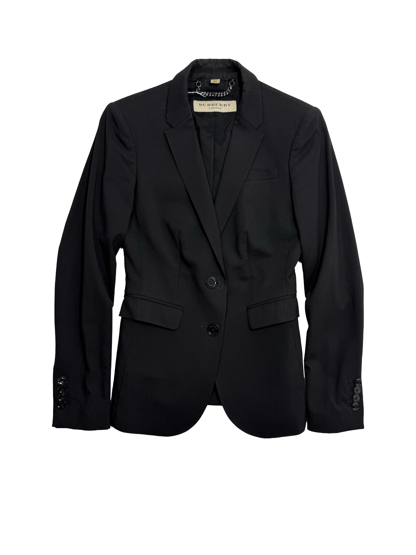 BURBERRY Black Wool Two Button Closure Blazer