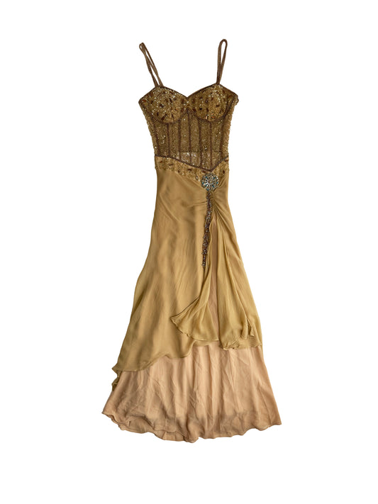 Corseted Silk Beaded Dress