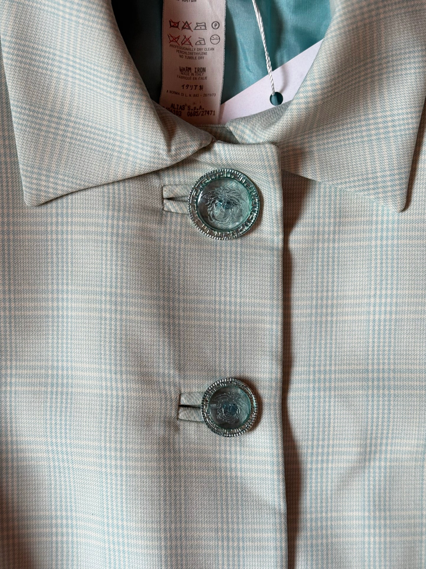Gianni Versace Couture Medusa Buttons Light Green Blazer