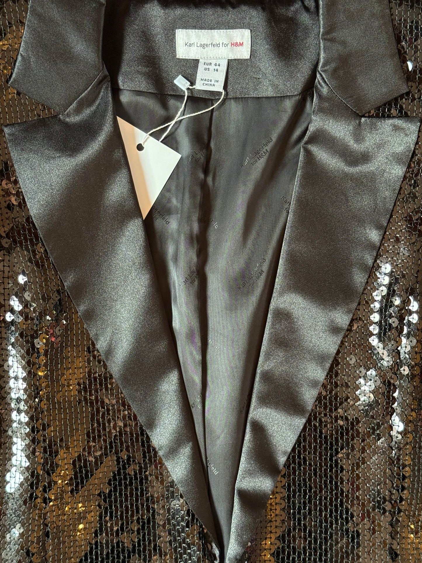 Karl Lagerfeld X H&M Black Sequin Tuxedo Blazer