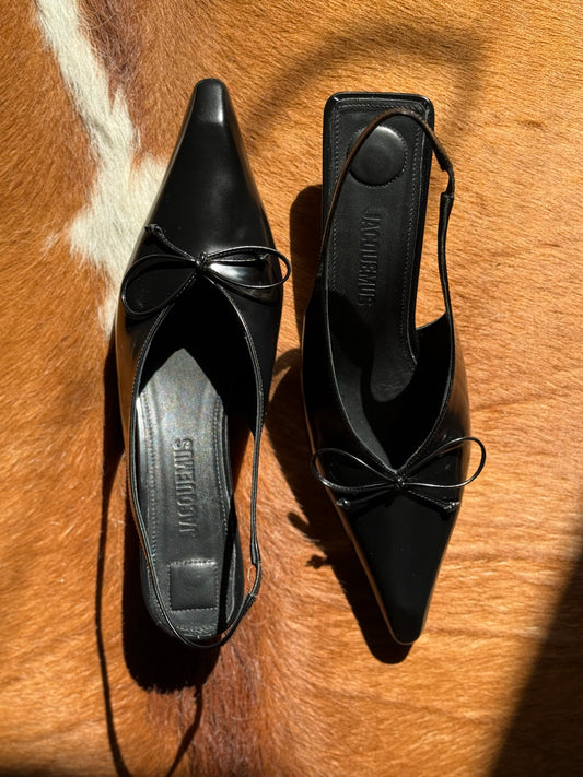 JACQUEMUS cubisto Leather Slingback Pumps